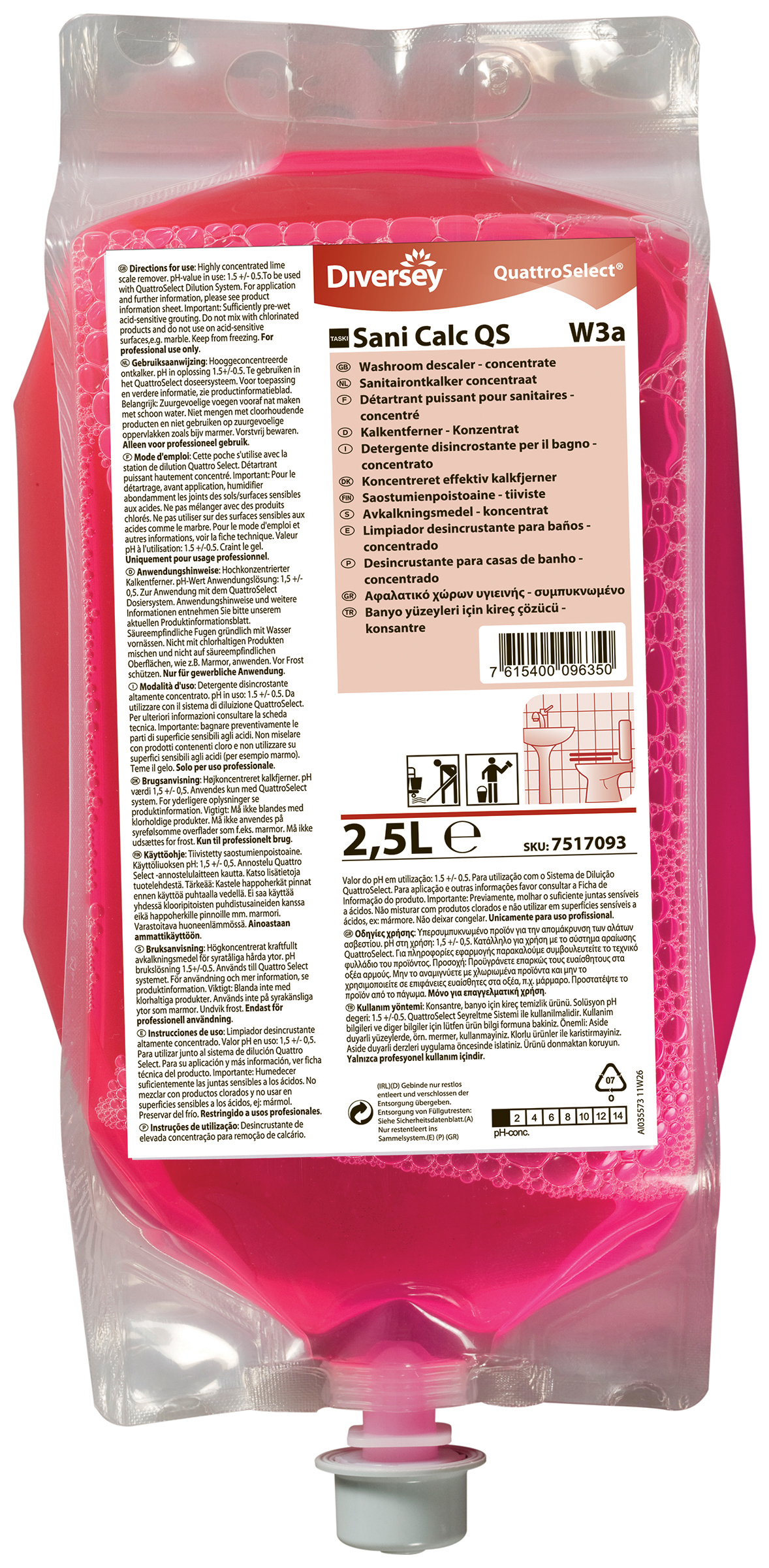 Detergent detartrant TASKI Sani Calc QS  Diversey  2.5L